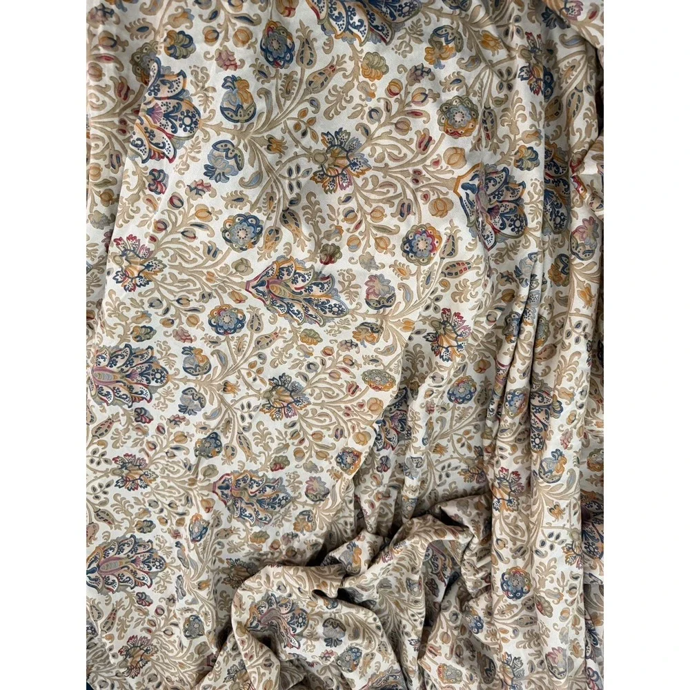 Vintage Ralph Lauren Marrakesh Rug King SZ Flat Sheet Ribbon Top Edge Green Tag